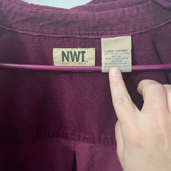 Maroon corduroy, button up ladies size large - Picture 2 of 2